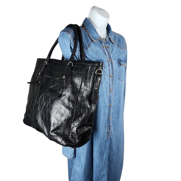 MARGOT CROCODILE PATTERN LEATHER HANDBAG/TOTE - Picture 2 of 11